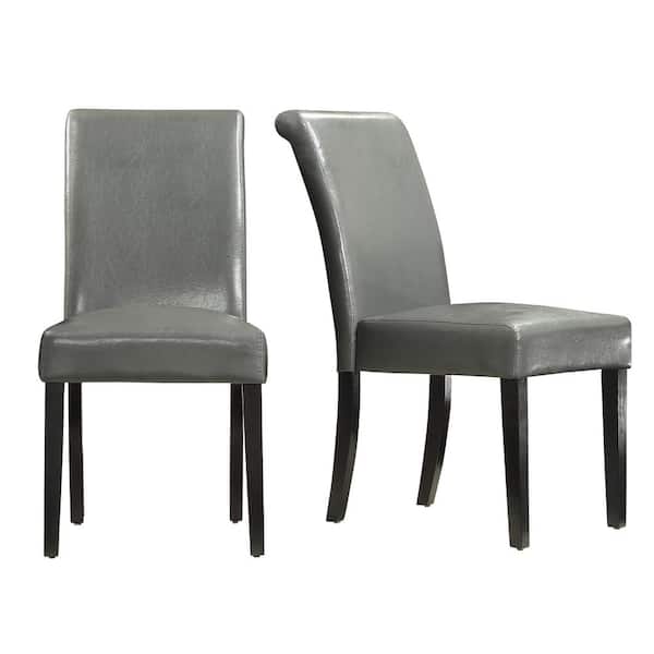 HomeSullivan Gray Faux Leather Upholstered Dining Chair (Set of 2)