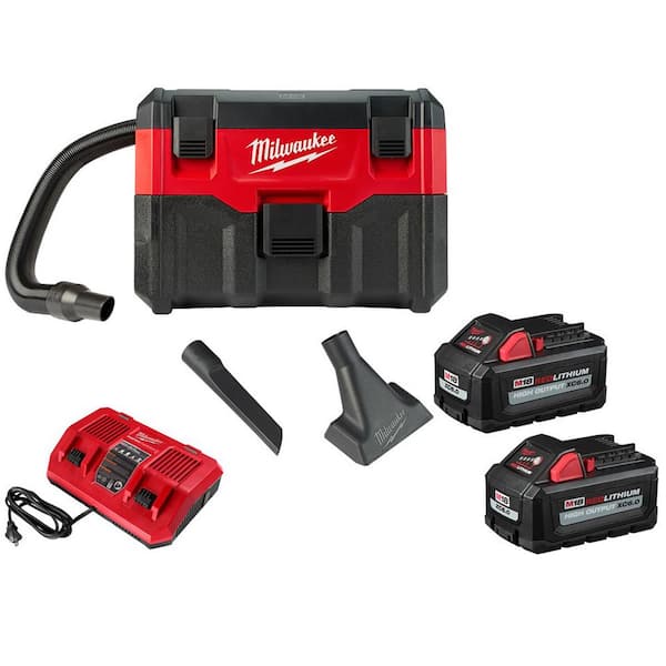 Milwaukee M18 18-Volt 2 Gal. Lithium-Ion Cordless Wet/Dry Vacuum with 2 M18 HIGH OUTPUT 6.0 Ah Batteries and Charger