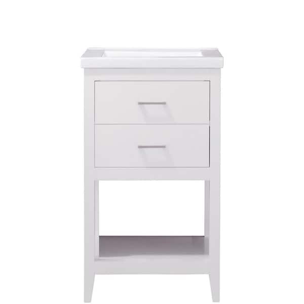 Design Element Cara 20 in. W x 15 in. D Bath Vanity in White with Porcelain Vanity Top in White with White Basin