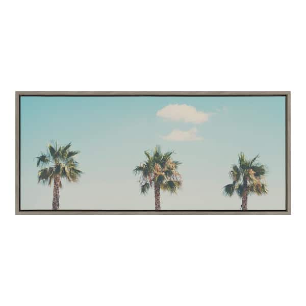 Kate and Laurel A Trio of Palm Trees by Laura Evans Framed Nature Canvas Wall Art Print 40.00 in. x 18.00 in.
