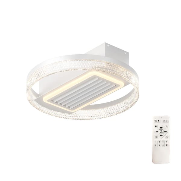Jushua 20 in. Modern Leafless 6 Speeds DC Reversible Motor Indoor White Ceiling Fan with Dimmable Integrated LED,Remote Control