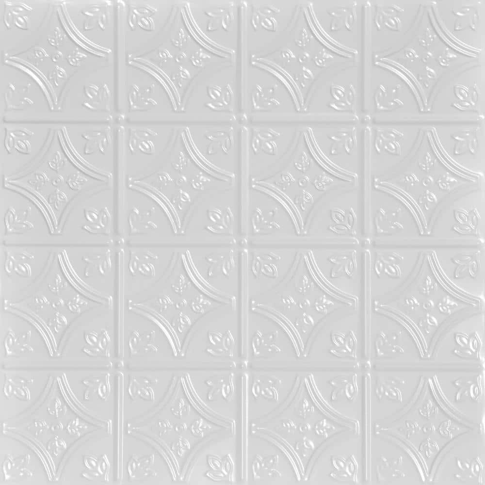Tiny Tiptoe White 2 ft. x 2 ft. Decorative Lay-in Tin Ceiling Tile (48 sq. ft./case) price history on PriceWatchPro