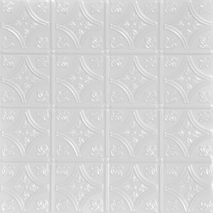 Tiny Tiptoe White 2 ft. x 2 ft. Decorative Tin Style Lay-in Ceiling Tile (24 sq. ft./case)