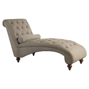 Keller Brown Tufted Chaise with Pillow