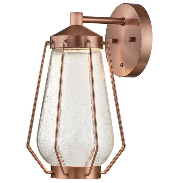 Westinghouse Corina Medium 1-Light Washed Copper LED Outdoor Wall Mount Lantern with Clear Seeded Glass