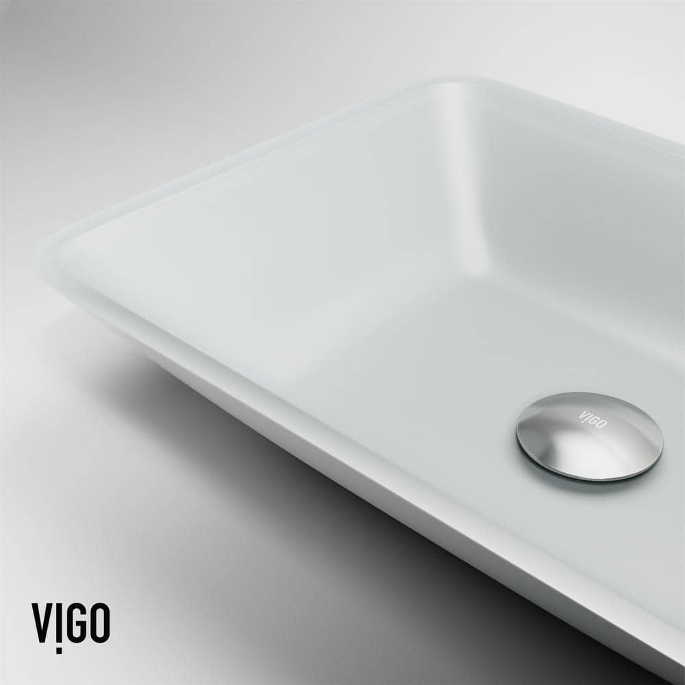 Sottile 18" Frosted Glass Rectangular Above-Counter Vessel Sink - White