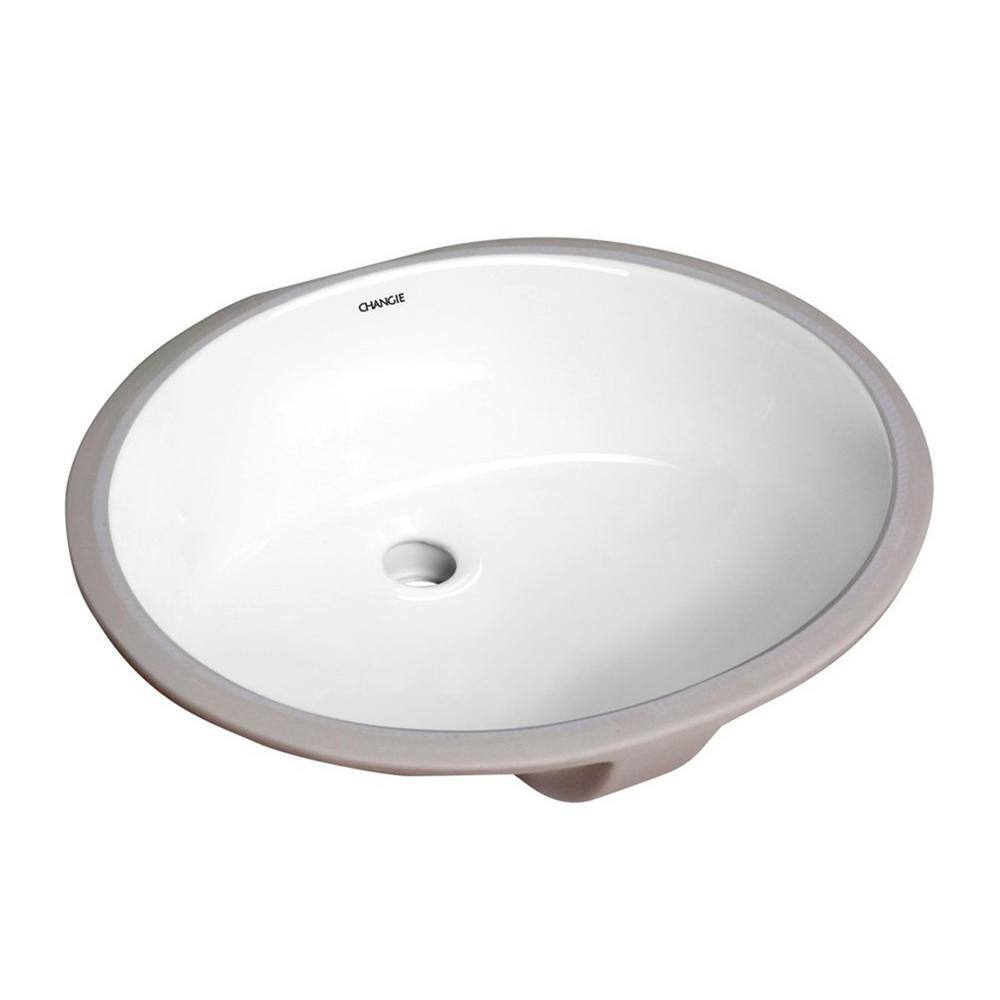 Boyel Living 17 In X 14 In Oval Undercounter Bathroom Ceramic Vanity Sink 1601w In White Cq1601w The Home Depot