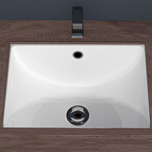 20.25 in. x 15 in. Undermount Rectangular Bathroom Sink with Overflow in White Ceramic