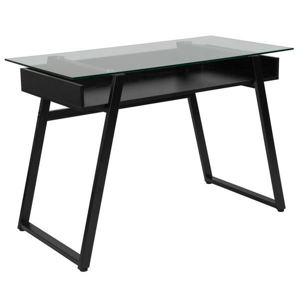 Carnegy Avenue 43 in. Rectangular Clear/Black Writing Desks with Keyboard Tray