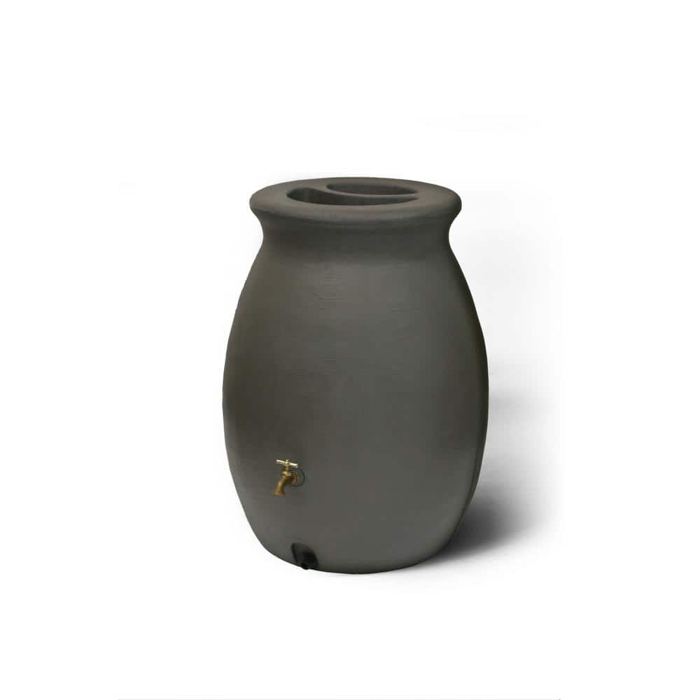 Algreen Castilla 50 Gal. Brownstone Decorative Rain Barrel with Planter 81313 - The Home Depot