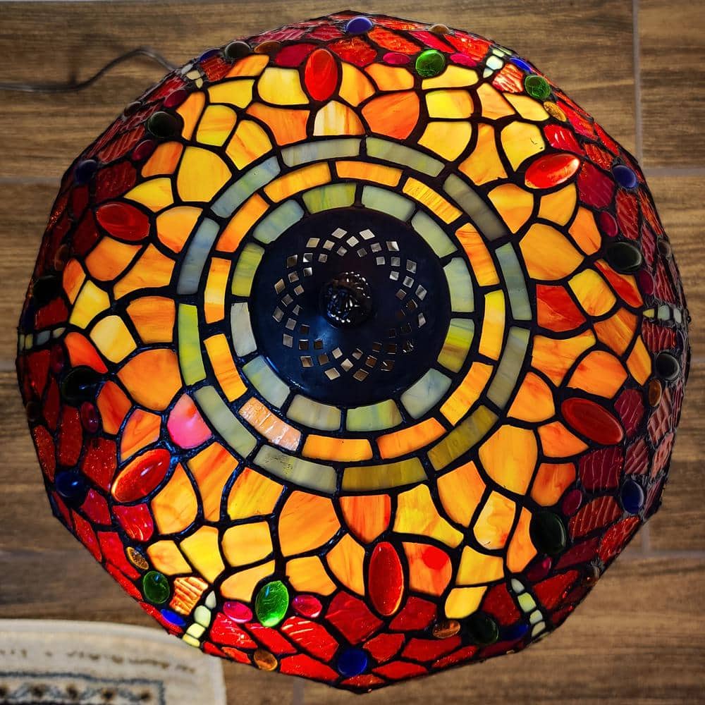 Elegant Bronze Dragonfly 14" Stained Glass Table Lamp