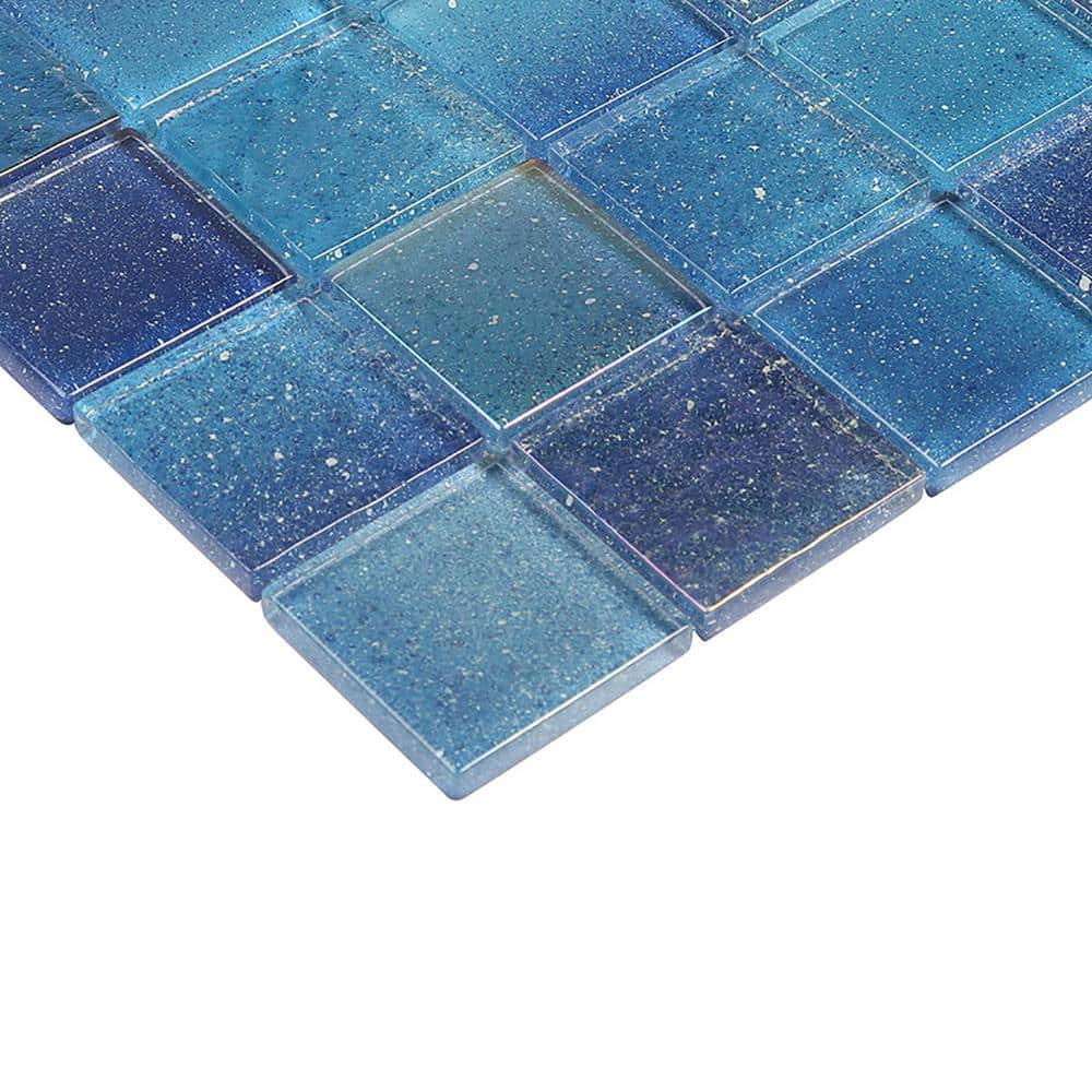 Angel Dust Blue Polished Glass Wall Mosaic Tile