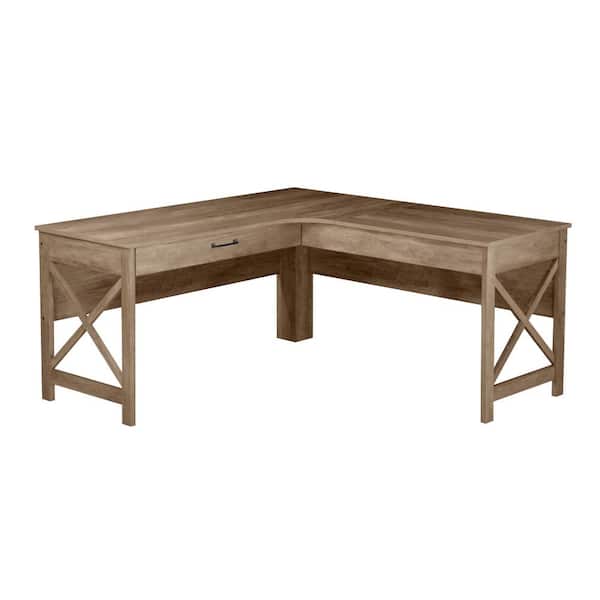 SAINT BIRCH Alaska 62.3 in. L-Shaped Rustic Oak Wood 1-Drawer Writing Desk