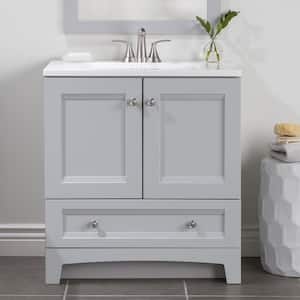 Delridge 30.25 in. W x 18.75 in. D x 32.89 in. H Single Sink Bath Vanity in Pearl Gray with White Cultured Marble Top