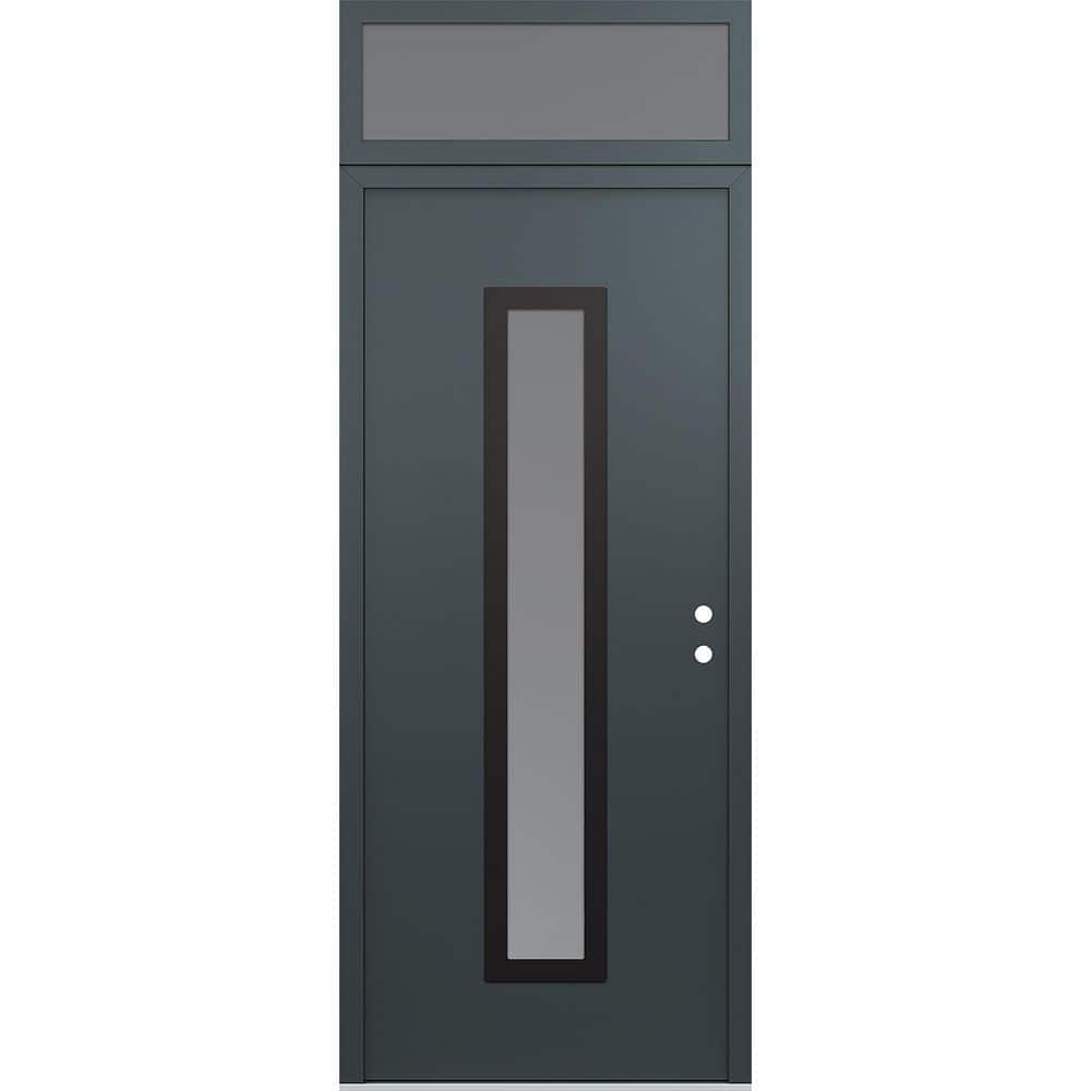 A11 36 in. x 96 in. Black P Left-Hand/Inswing Frosted Glass Anth/Anth Transom Steel Prehung Front Door price history on PriceWatchPro