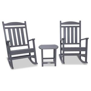 Stanton Gray Plastic Outdoor Rocking Chair, 3-Piece