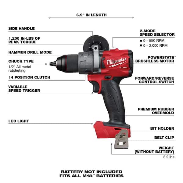 Reviews for Milwaukee M18 FUEL 18V Lithium-Ion Brushless Cordless 1/2 in.  Hammer Drill/Driver (Tool-Only)
