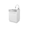 Glacier Bay 24 in. W x 21 in. D x 34 in. L Freestanding Stainless Steel Apron-Front Laundry Sink with Faucet and Cabinet in White QL037