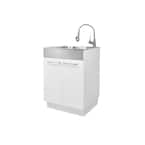 Glacier Bay 24 in. W x 21 in. D x 34 in. L Freestanding Stainless Steel  Apron-Front Laundry Sink with Faucet and Cabinet in White QL037 - The Home  Depot