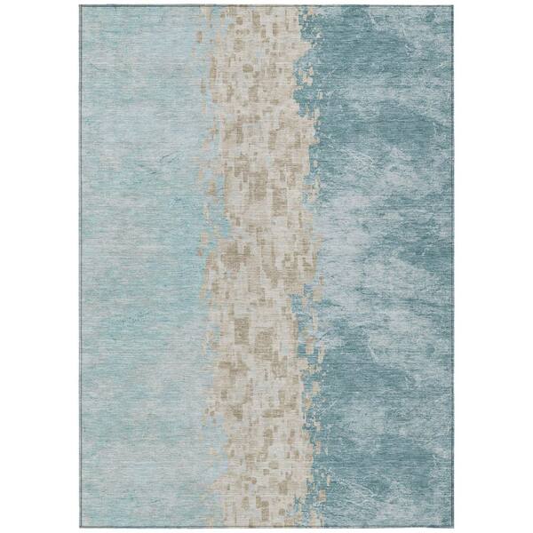 Chantille Machine Washable Indoor/Outdoor Abstract ACN3112 Teal 5 ft. x 7 ft. 6 in. Area Rug