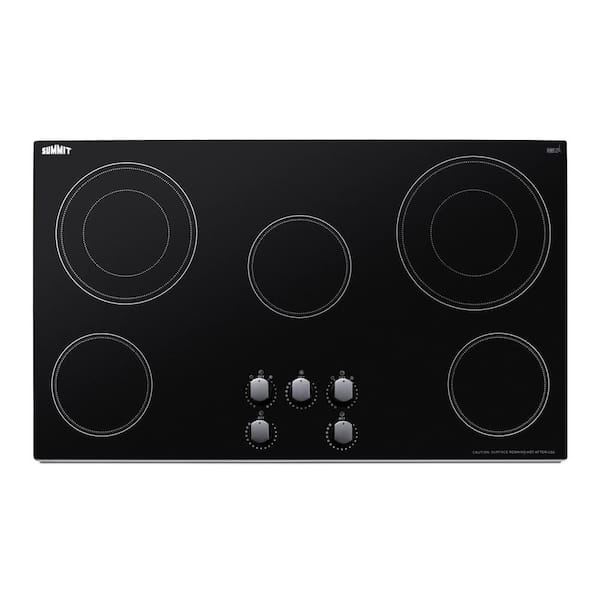Summit Appliance 36 in. Radiant Electric Cooktop in Black with 5 Elements including Dual Zone Elements and Power Burner