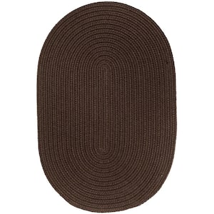 Texturized Solid Brown Poly 3 ft. x 5 ft. Oval Braided Area Rug