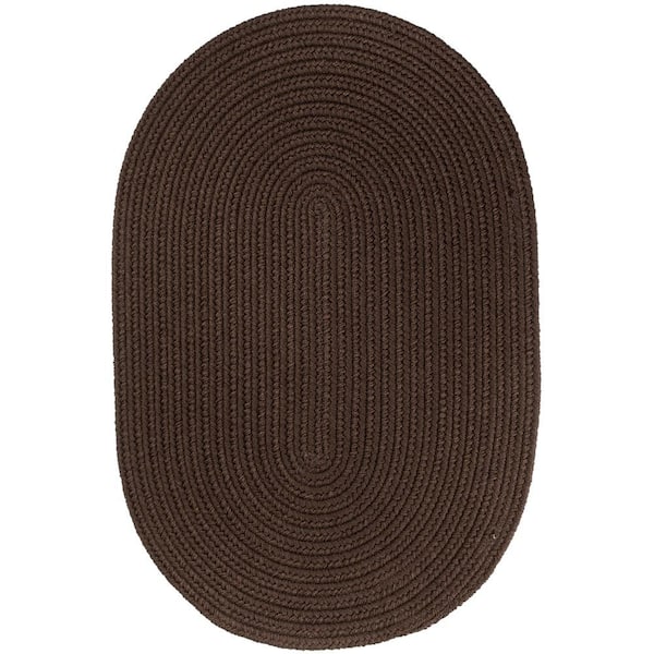 Unbranded Texturized Solid Brown Poly 5 ft. x 8 ft. Oval Braided Area Rug