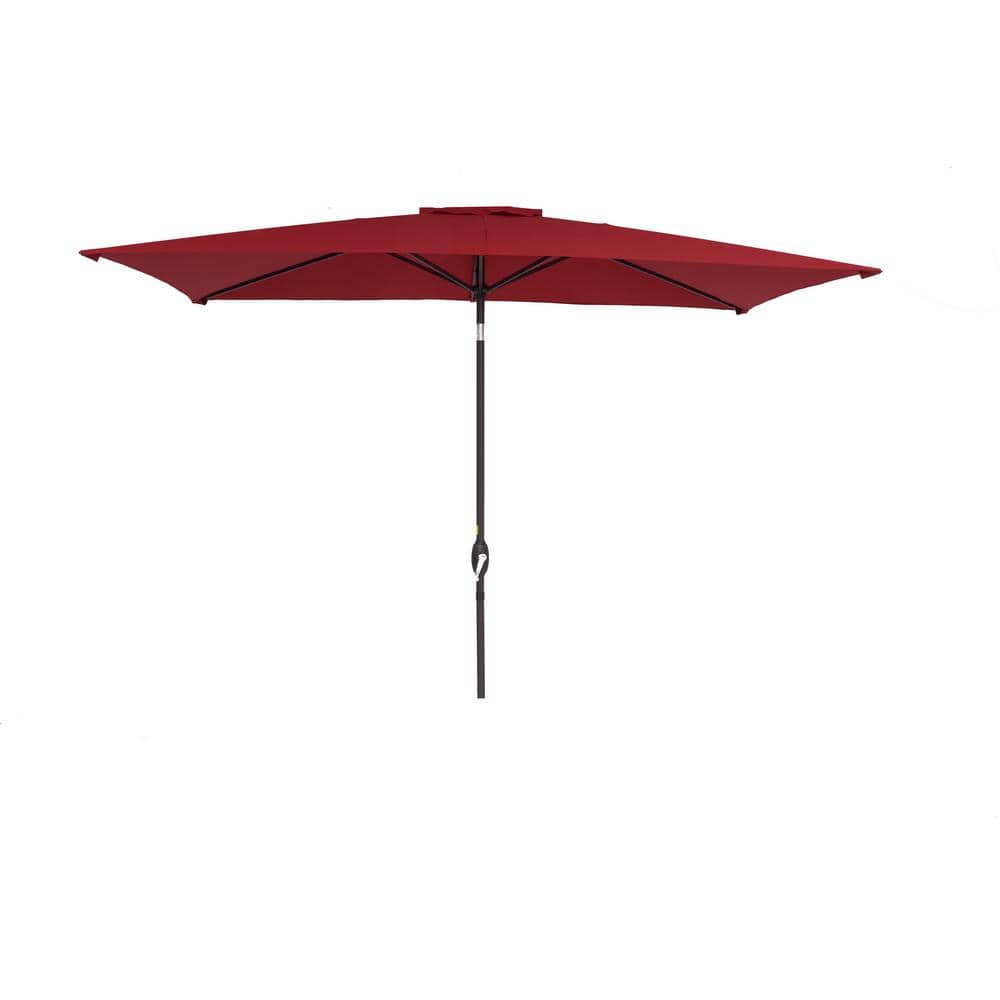 10 ft. x 6.5 ft. Steel Patio Market Umbrella in Red