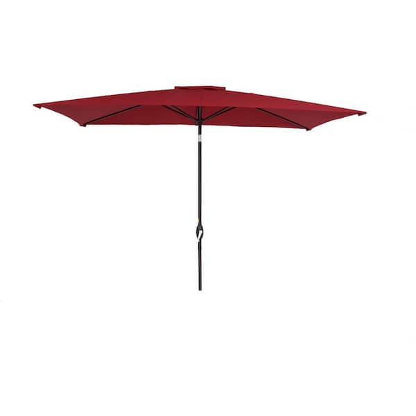 Unbranded 10 ft. x 6.5 ft. Steel Patio Market Umbrella in Red