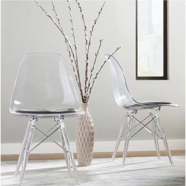 Dover High Back Cross Side Chair in Matte Clear Plastic