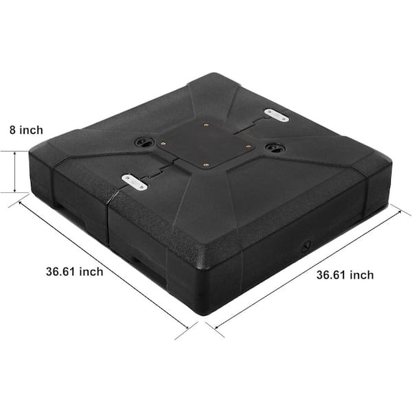 11 ft. Square Aluminum Solar Powered LED Patio Cantilever Offset Umbrella with Stand, Black