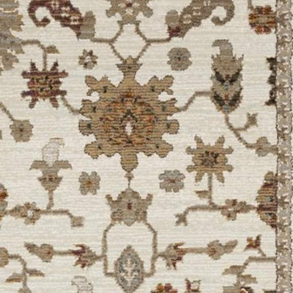2 X 12 Ivory, Gray, Orange Oriental Washable Area Rug Runner Rug