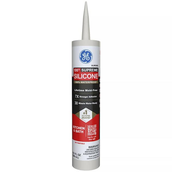 GE Supreme Silicone Caulk 10.1 oz Kitchen and Bath Sealant Almond