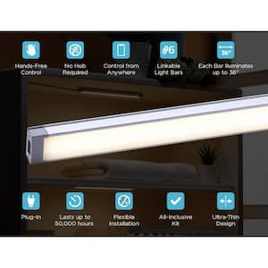 9 in. LED 4-Bar Tool-Free Under Cabinet Lighting Kit, Adjustable White Light
