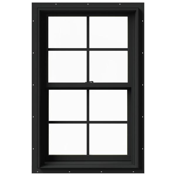 JELD-WEN 25.375 in. x 40 in. W-2500 Series Bronze Painted Clad Wood Double Hung Window w/ Natural Interior and Screen