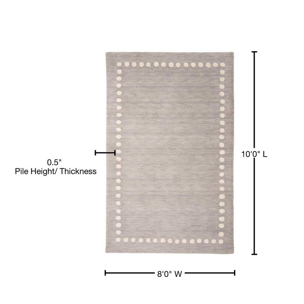 Gray Hand-Tufted Wool Kids Area Rug with Dotted Border