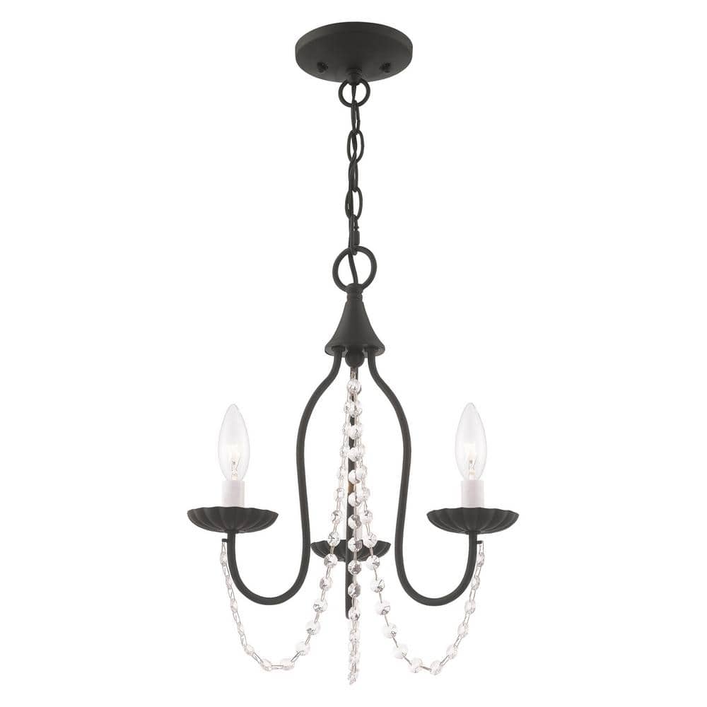 Black Mini Crystal 3-Light Candelabra Chandelier