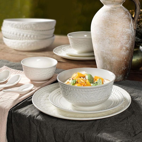 FIVEAGE 7 Inch White Dessert Plates Set Of 12, Ceramic Appetizer - View #6