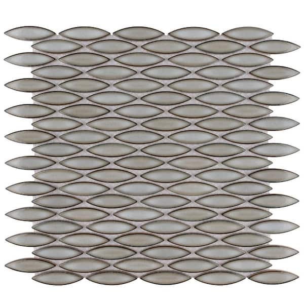 Merola Tile Pescado Linen Grey 6 in. x 6 in. Porcelain Mosaic Take Home Tile Sample