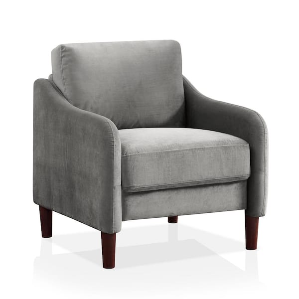 Furniture of America Sassen Gray Flannelette Upholstered Chair