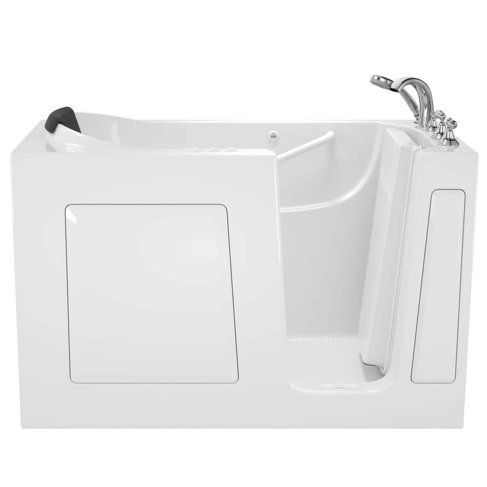 60'' White Fiberglass Walk-In Bathtub with Chrome Faucet