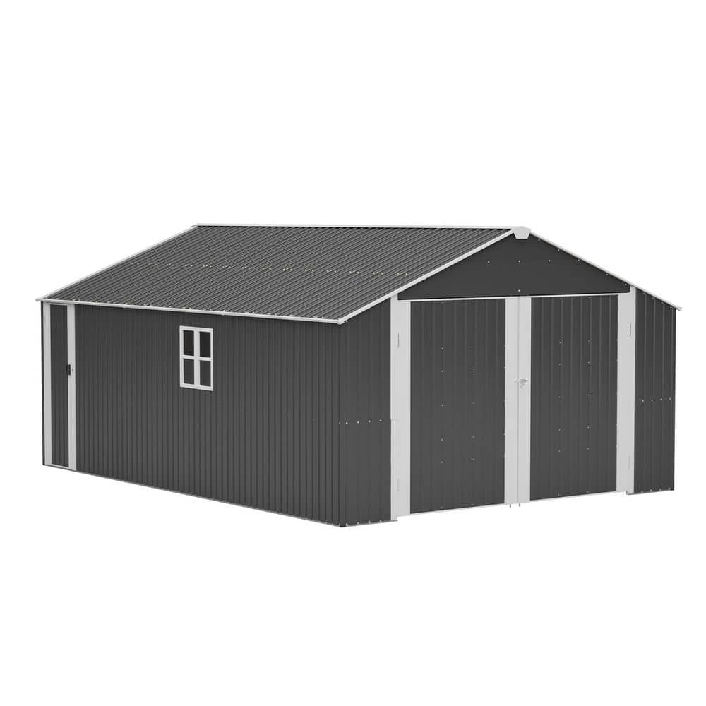 12x20 FT Black Metal Garage Shed, 1810 CU.FT. Heavy Duty Outdoor Storage Building w/ Double Doors(229.69 sq. ft.) price history on PriceWatchPro