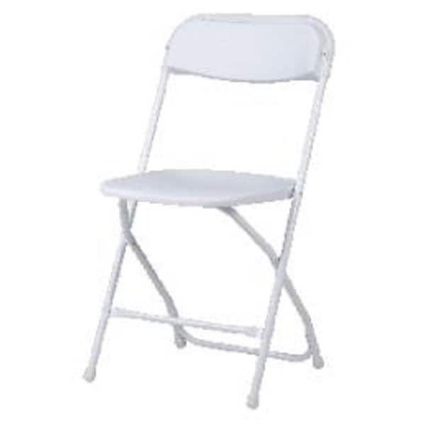 Cosco White Plastic Seat Metal Frame Outdoor Safe Folding Chair (Set of 8)