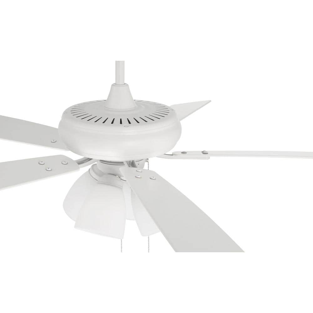 Eos 52-Inch White and Washed Oak Ceiling Fan with LED Lights