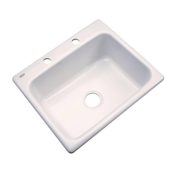 Thermocast Inverness Drop-In Acrylic 25 in. 2-Hole Single Bowl Kitchen Sink in Bone