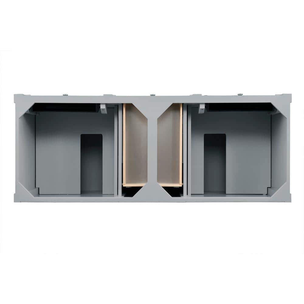 Urban Gray 60" Double Freestanding Solid Surface Vanity with Plywood Base