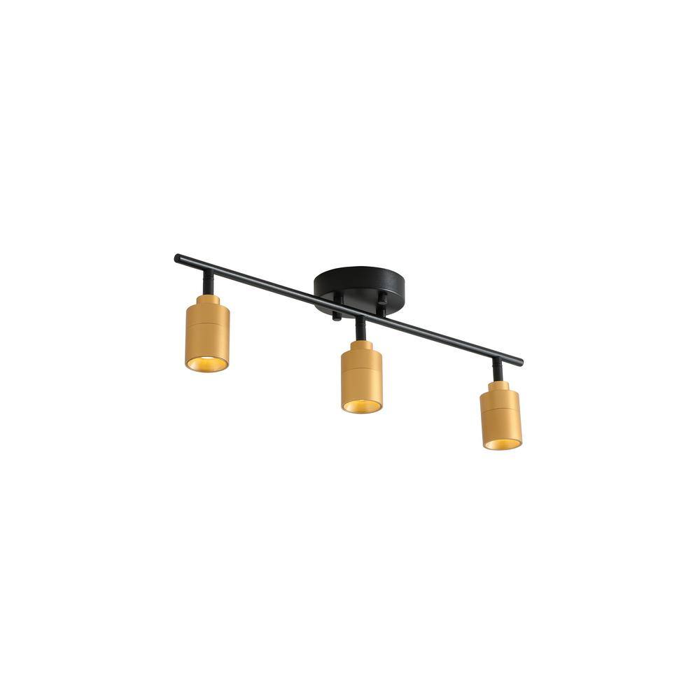 Shura 3-Head Matte Black and Gold LED Track Light