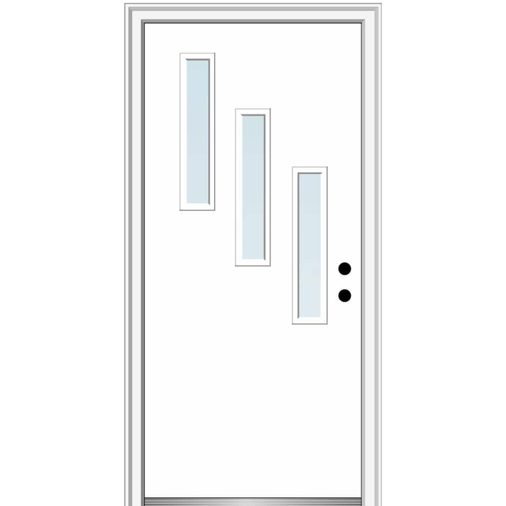 Davina 36 in. x 80 in. Left-Hand Inswing 3-Lite Clear Low-E Primed Fiberglass Prehung Front Door on 6-9/16 in. Frame price history on PriceWatchPro