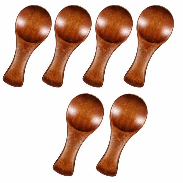 6-Pack 3.2 in. Mini Natural Wood Spoons Small Sugar Teaspoons Short Handle for Jars Spice Condiments Tea