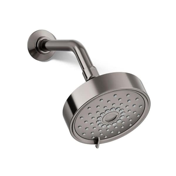 KOHLER Purist 3-Spray Patterns 5.5 in. Single 2.5 GPM Wall Mount Fixed Shower Head in Vibrant Titanium